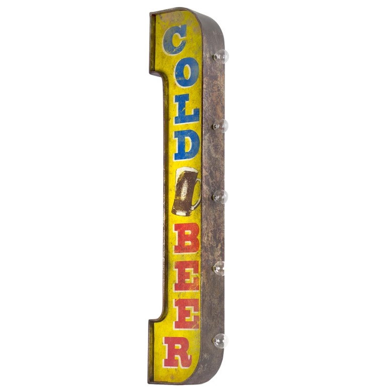 Cold Beer Vintage Bar LED Sign (40) - Mona Moonlight TIKI